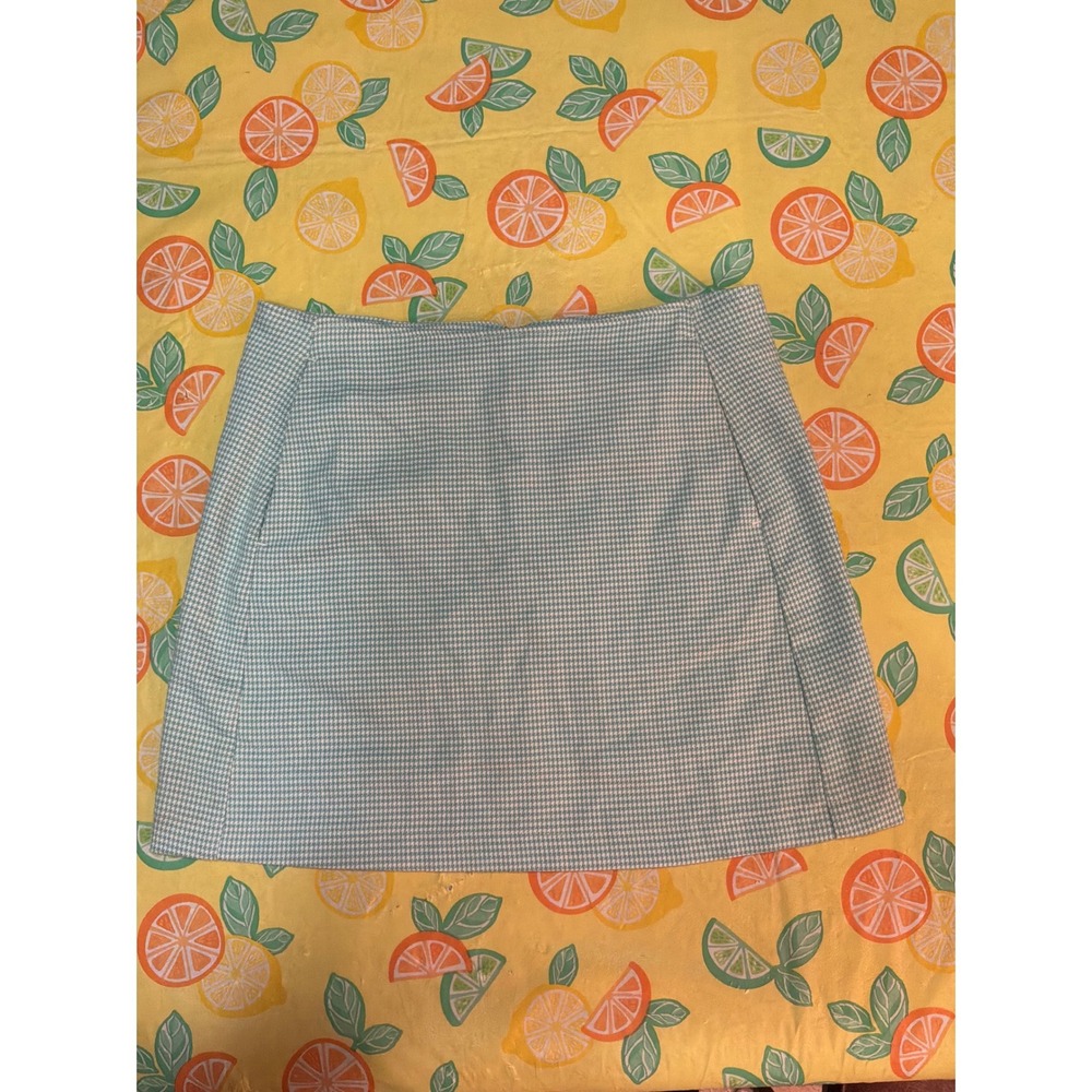 Urban Outfitters Houndstooth Mini Skirt Womens Small Mint Green White